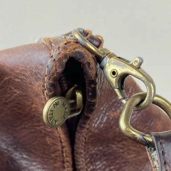 Vintage Italian Leather Backpack Brown Distressed Patina Made in Italy - Picture 4 of 8